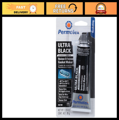 Ultra Black RTV Silicone Gasket Maker - Maximum Oil Resistance, 3.35 oz Tube, 12