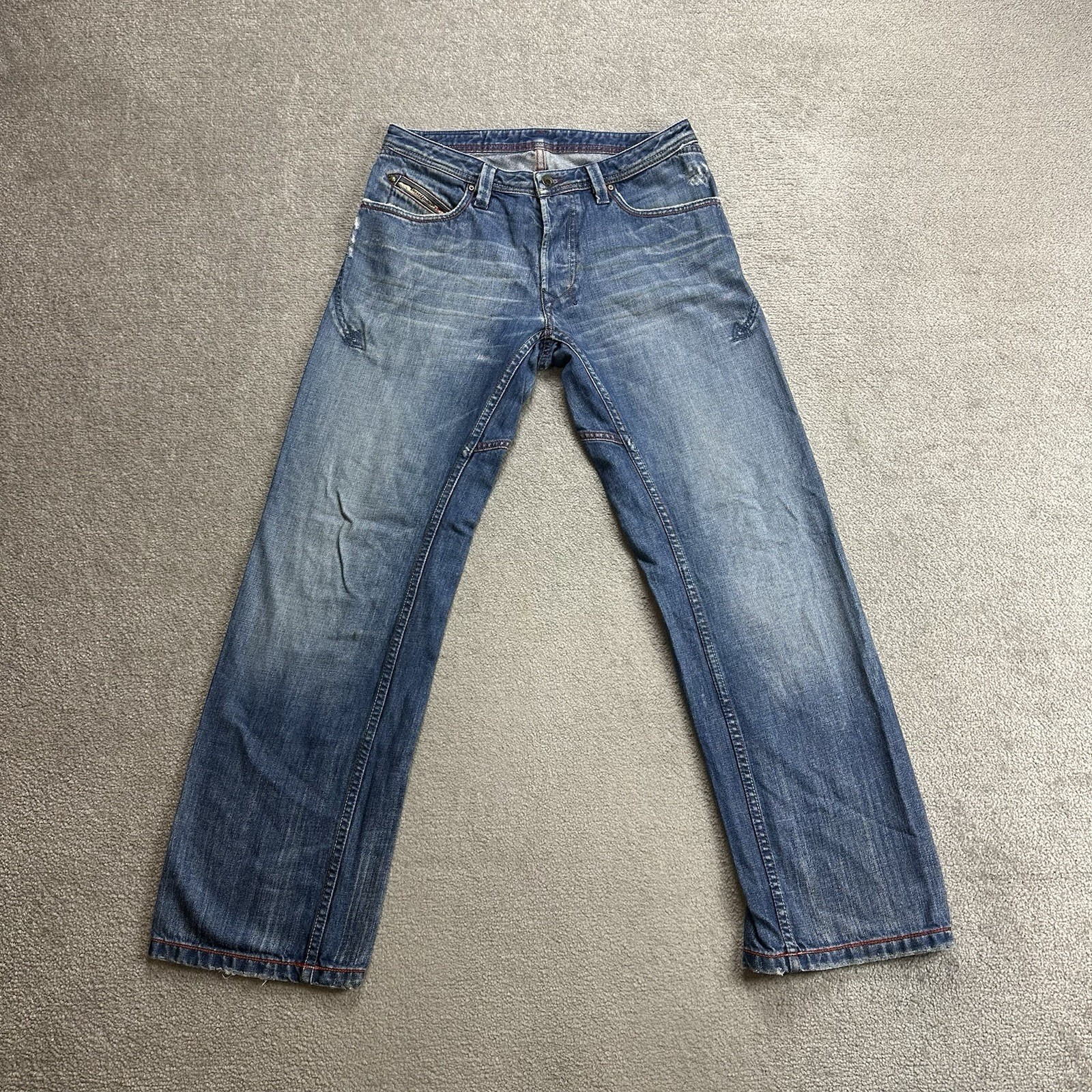 DIESEL Herren Jeans Hose W30 L30 Vintage Y2K Regular Straight 0513 Blau Denim