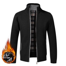Autumn Winter Warm Cardigan Men Fleece Sweaters Full Zip Jackets Slim Fit Luxury
