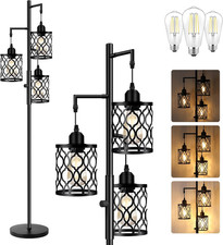 Dimmable Farmhouse Floor Lamp, Industrial Floor Lamp for Living Room with 3 X 6W
