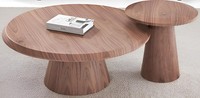 Braunes Wohnzimmer-Set – Runder Couchtisch, Beistelltisch Aus Holz