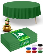 Niuara Green Plastic Table Cloth - 4 Pack 84" Round Disposable Tablecloths fo...