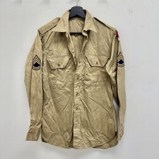 Korean War US Army Chino Shirt Patched Dated 1949 Cotton