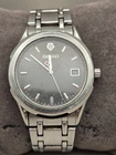 Seiko 37mm Black Date Dial Stainless Steel Quartz Mens Watch 7N42-9089