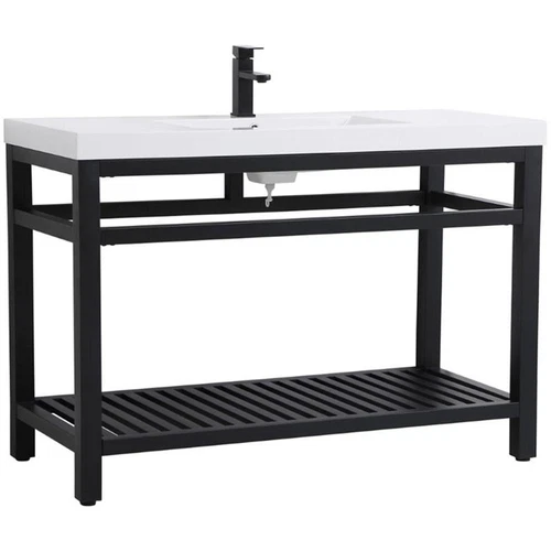 Elegant Decor Raya 48" Single Resin Top Metal Bathroom Vanity in Black - Picture 3 of 14