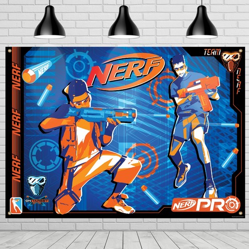 Treasures Gifted Nerf Birthday Party Decoration Backdrop, 6ft x4.2ft