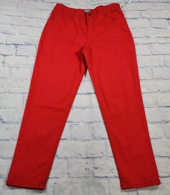 Draper James RSVP Pants WOMENS SIZE 14 Red Mid Rise Skinny 