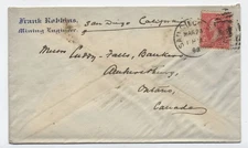 1898 San Diego CA 2ct 1st bureau cover to Canada [sr.1101]