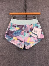 Athleta Girl Run The World 3" Short Abstract Print Mint Green Girls M 8/10 NWT