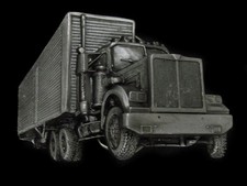 TI07135 NOS VINTAGE 1979 CUT-OUT  18-WHEEL SEMI-TRUCK  PEWTER BELT BUCKLE