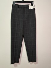 Uniqlo Women Smart Ankle Pants XS Dark Gray Plaid Slim Work Office Trousers NWT