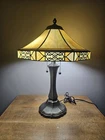 Vintage Tiffany Style Mission Arts & Crafts Stained Glass 23" Table Lamp Tested!