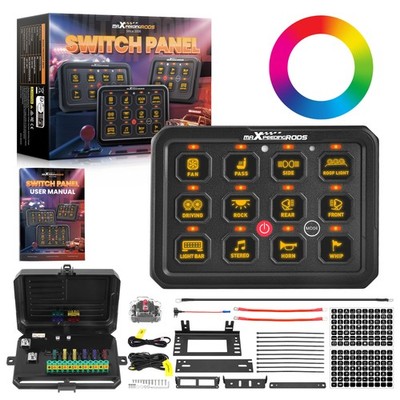 12-fach Touch Schalterpanel RGB LED Universal LKW Boot UTV 1920W/24V 960W/12A