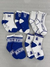10 Pairs Kids Crew Socks Unisex Assorted Designs White  Blue Size 3-5y