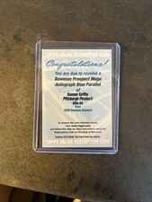 2026 Bowman Prospect Mega Autograph Blue Konnor Griffin Unused Redemption BMA-KG
