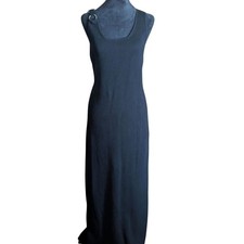 Elie Tahari Black Ribbed Knit Maxi Dress with O-Ring Detail
