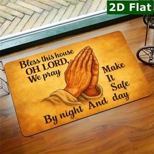 Rectangular Doormat Blessing Hands, Welcome Doormat, Non Slip Easy to Clean En
