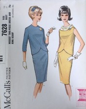 Vtg 1960s McCall 7628 Two Piece Dress Ring Scarf SEWING PATTERN 31 bust 10