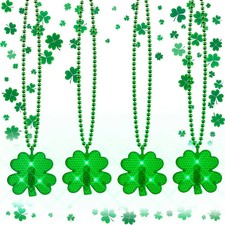 4PCS St Patrick'S Day Necklace Accessories, Light up St Patricks Day Green Toy B