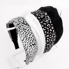 Knotted Headbands for Women Non-Slip Top Knot Headband with Leopard Print 4PC...