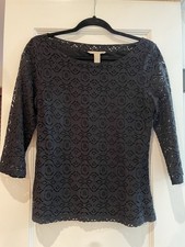Banana Republic Womens Size 8 black 3/4 Sleeve Lace Blouse