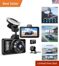 Dual Dash Cam with Automatic Incident Detection & Fatigue Reminders - 3” Screen
