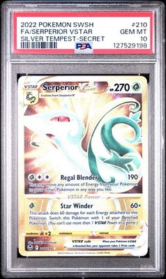 2022 POKEMON SWSH SILVER TEMPEST #210 FA SERPERIOR VSTAR SILVER TEMPEST PSA 10