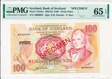 Bank of Scotland Scotland 100 Pounds 1992 Specimen PMG  65EPQ