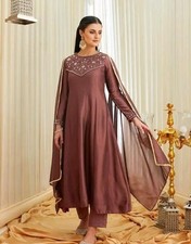 Bollywood Style Women Silk Kurta Pant Dupatta Set Indian Pakistani Party Wear