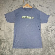 Etnies T-Shirt Mens XS Blue Vintage 90s Thrashed Skate Tee Stencil Logo