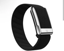 Whoop 5.0/MG Light Black Band With Logo - Luxe Superknit - Shiny Silver Clasp