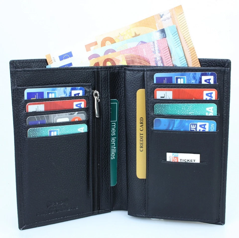 Portefeuille Homme Tout en Un  RFID en véritable Cuir - Photo 2/4