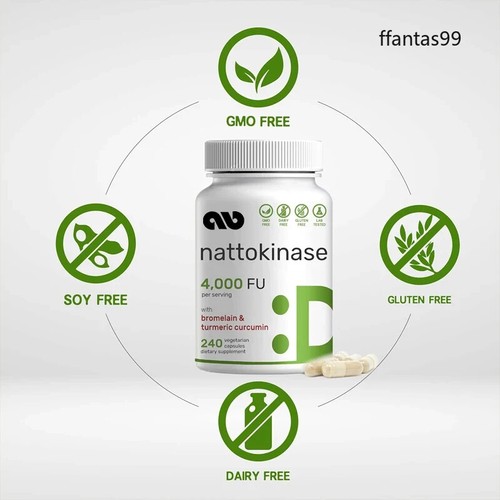 Nattokinase 4000 FU Bromelain, Curcumin, Black Pepper Complex Digestive Enzyme - Picture 2 of 8