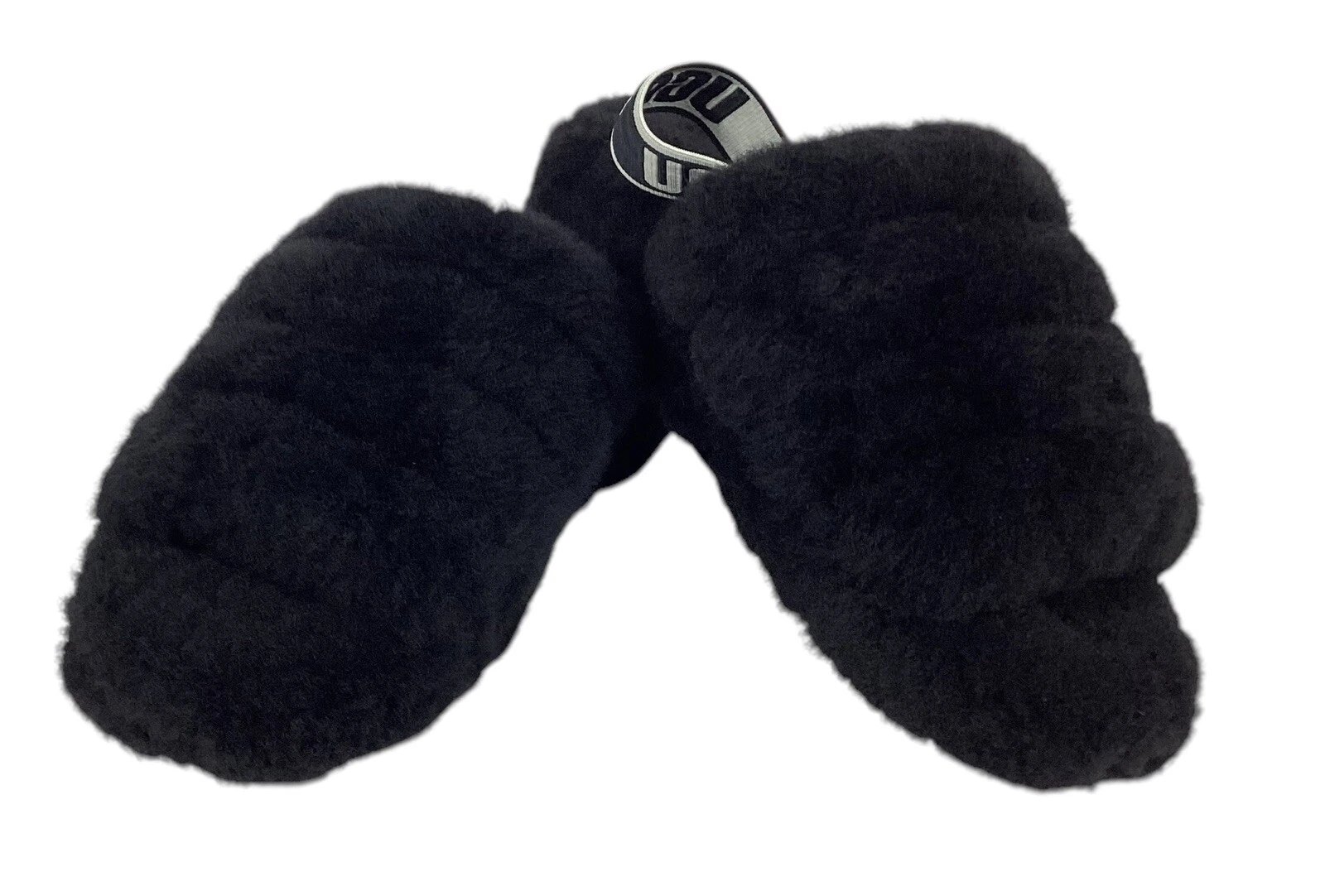 UGG Australia Fluff Yeah Slide sandalo ciabatta taglia 5 nero pelle di pecora lana