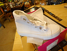 Revolution Dancewear Shoes Womens High Sneakers WHITE Sequin Canvas 11.0C