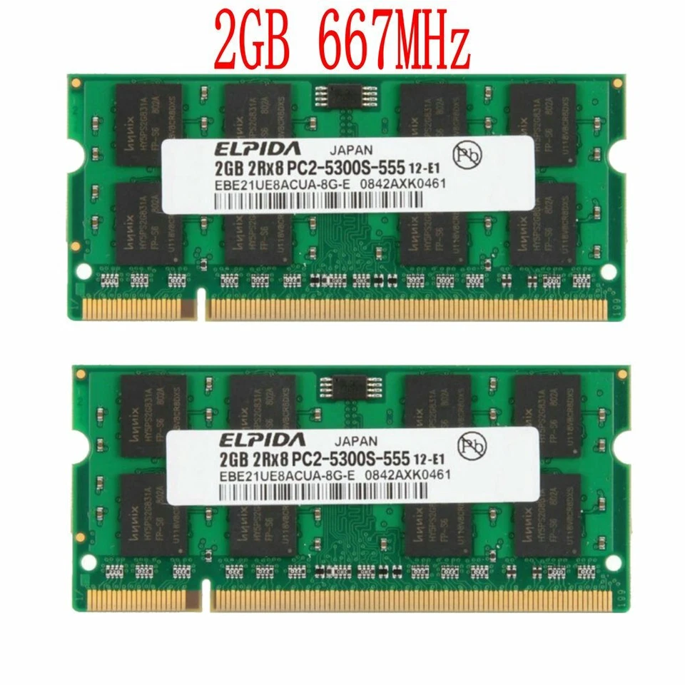 16GB 8GB 4GB 2GB DDR2 667MHz PC2-5300S 200Pin Laptop Memory SDRAM Elpida LOT BT - Image 4 of 4
