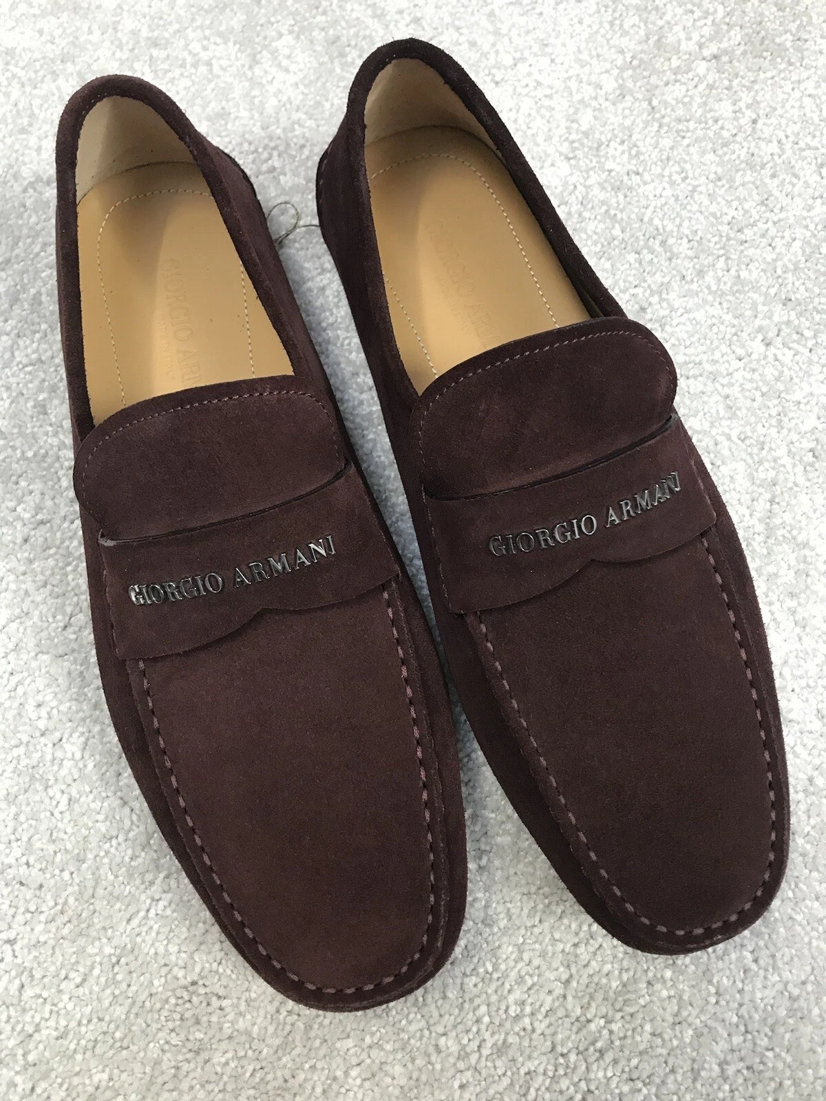 Giorgio Armani — Giorgio Armani Men’s SuedeLeather Loafers, Brown. Size UK8