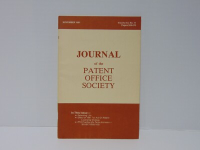 Journal Of The Patent And Trademark Office Society Journal Vol 63 No 11 Nov 1981