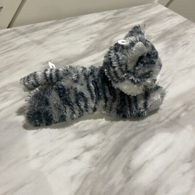 Aurora Gray Tabby Cat Plush 8  Stuffed Animal Kitten Toy