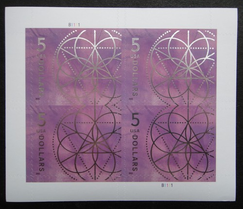 USA 2022 Stamps MNH $5 Floral Geometry Block Sheet of 4 United States
