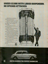 1970 Austin America Under $2000 Liquid Suspension Rides Water Original Print Ad