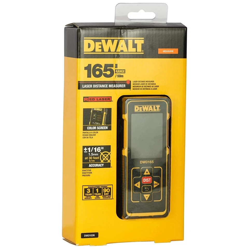 DEWALT DW0165N Laser Distance Meter for Area and Volume Measurement 50M 165 Ft. - Image 2 of 4