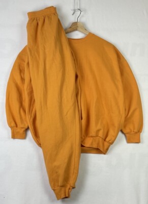 Vintage Athletech Orange Sweatuit Set Sweatshirt Sweatpants Canada Made Sz M