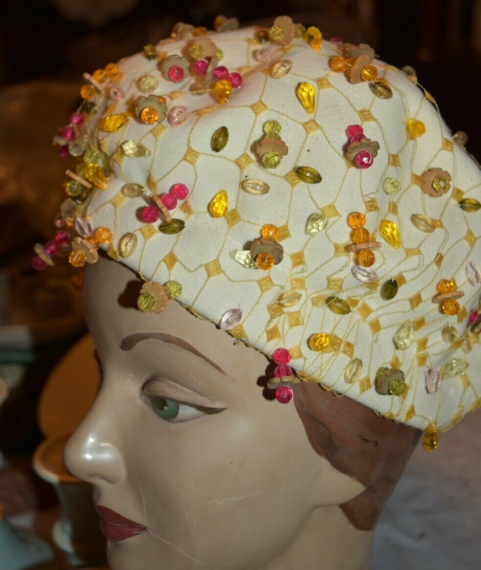 vintage christian dior chapeaux wool heavy beaded hat | eBay display picture 1