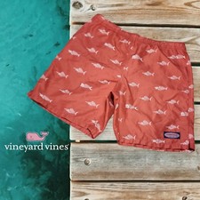 Vineyard Vines Men's Unlined Printed Chappy Swim Trunks Coral Fish Skeleton S