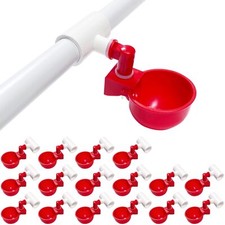 Chicken Water Cups for PVC with Tee 16 Pack Automatic Chicken Waterer Kit for...