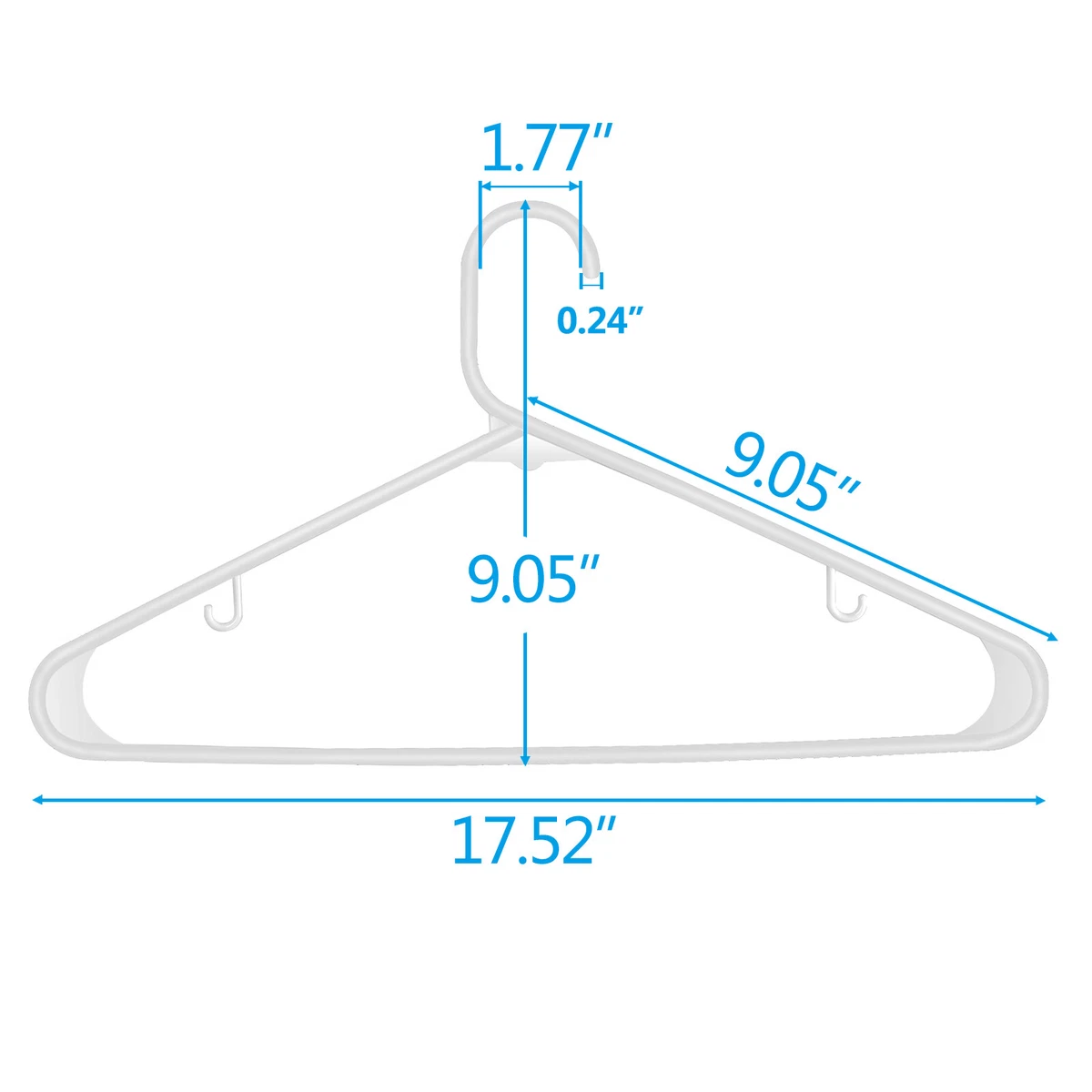 Standard White Plastic Hangers Pack of 100 Strap Hooks Slim Space Saving