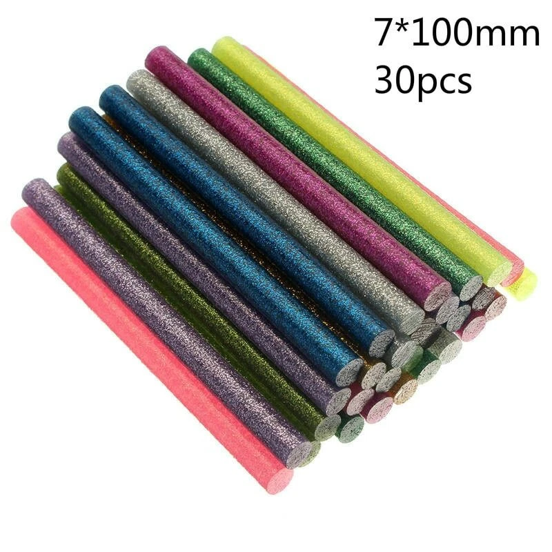 30pcs 7x100mm Mix Color Glitter Glue Sticks For Adhesive Gun DIY, Glitter Glue Sticks