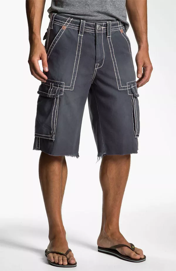 NWT True Religion Mens Issac Cargo Shorts w Natural Big T Shorts