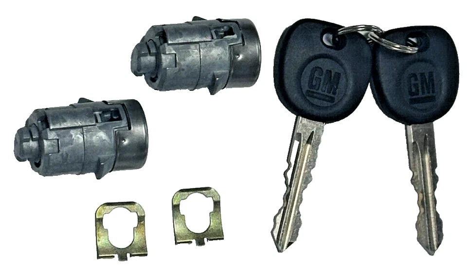 Par de cilindros de llave de cerradura de puerta cromados con 2 llaves con logotipo GMC 7001592 GM Chevy GMC OEM 7001592 Foto 2 de 3